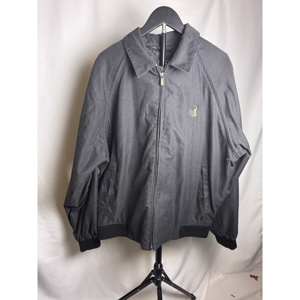 Vintage Black PGA Tour Golf Jacket Men’s XL Full Zip Removable Zip-Off Sleeve